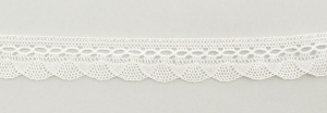 Мерсеризованное хлопковое кружево, 25 мм, цвет белый. Арт 1327/01