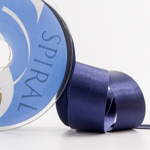 Косая бейка атласная 30 мм, 25 м, цвет 15, темно-синий. Арт 6260-30мм-15            