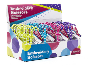 Ножницы для вышивания "Горошки", 9 см, 4 цвета, 24 шт. в картонном прикассовом стенде. Арт B4819.1