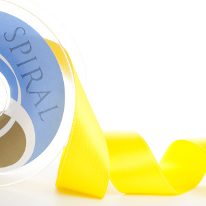 Лента атласная двусторонняя SAFISA, 25 мм, 25 м, цвет 32, желтый. Арт 110-25мм-32             