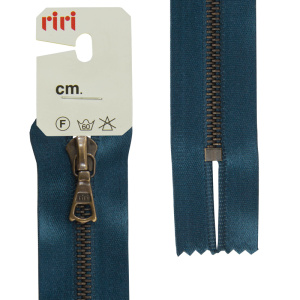 Молния металл, AM, неразъёмная, на атласной тесьме, 4 мм, 18 см, цвет 2131, синий темный. Арт 3418216/18/2131         