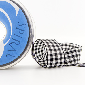 Лента с рисунком клетка SAFISA, 25 мм, 25 м, цвет 01, черный. Арт 469-25мм-01             