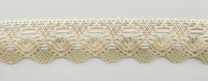 Мерсеризованное хлопковое кружево, 65 мм, цвет небелёный с экрю. Арт 1135/L4                 