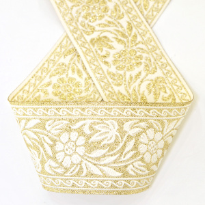 Лента жаккардовая с люрексом SAFISA, 50 мм, 15 м, цвет 101. Арт 9251-50мм-101