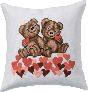 Набор для вышивания подушки "Мишки с сердечками" . Арт 83-6118