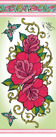 Бумага упаковочная "Розы", рисовая, 24 х 60 см. Арт DFS274L    