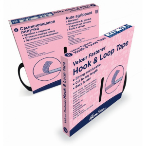 Липучка велюр-петельная самоклеющаяся, 2 части, ширина 20 мм, цвет черный, рулон 10 м. Арт N4320/BLAC