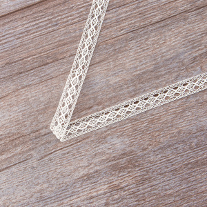 Мерсеризованное хлопковое кружево, 10 мм, цвет шампань. Арт 3517/72