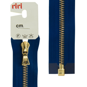 Молния металл, Gold, разъёмная 1 замок, на атласной тесьме, 6 мм, 70 см, цвет 9603, синий. Арт 3503219/70/9603         
