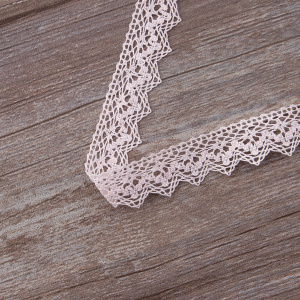 Мерсеризованное хлопковое кружево, 25 мм, цвет светло-розовый. Арт 3207/06                 