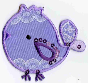 Термоаппликация HKM "Vogel mit Spitze lila". Арт 33307/1SB