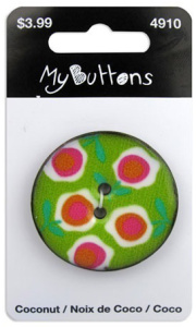 Пуговица My Buttons - Coconut "Lime Flowers". Арт 630004910