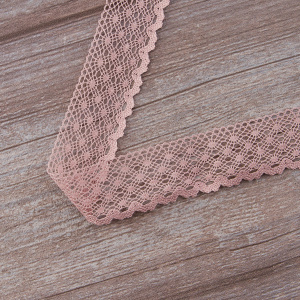 Мерсеризованное хлопковое кружево, 30 мм, цвет пыльно-розовый. Арт 2021/W4