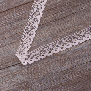 Мерсеризованное хлопковое кружево, 20 мм, цвет светло-розовый. Арт 2019/06