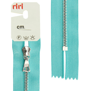 Молния металл, Ni, неразъёмная, на атласной тесьме, 4 мм, 18 см, цвет 5859, бирюзовый. Арт 3412224/18/5859         