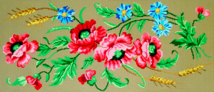 Канва жесткая с рисунком "Маки и васильки". Арт H.323