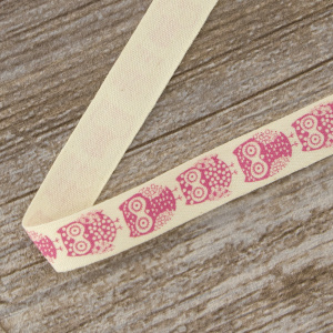 Лента хлопковая на картонной мини-катушке "Совы". Арт VR15.082