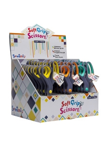 Ножницы для хобби с мягкими ручками, 17 см, 30 шт. в картонном прикассовом  стенде. Арт B4807