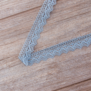 Мерсеризованное хлопковое кружево, 25 мм, цвет темно-голубой. Арт 3207/F4                 