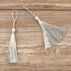 Кисть декоративная на шнуре, длина 85 мм, цвет серебряный. Арт KYL - 02-col.Silver