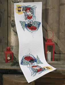 Набор для вышивания дорожки "Снеговик с зонтиком". Арт 68-6292