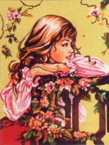 Канва жесткая с рисунком "Мечтательная леди". Арт D.564                   