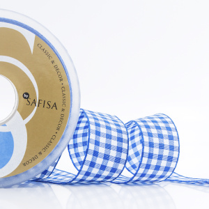 Лента с рисунком клетка SAFISA, 25 мм, 25 м, цвет 13, синий. Арт 469-25мм-13             