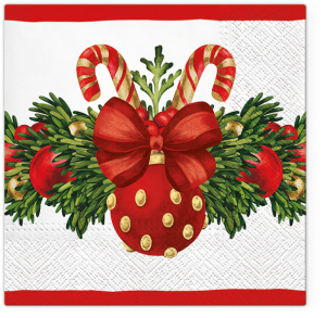 Салфетки трехслойные для декупажа, коллекция "Lunch"  TETЕ a TETE "Красная рождественская безделушка. Арт TL233400