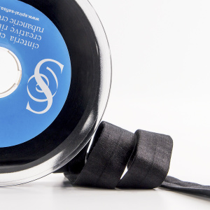 Косая бейка хлопок, 20 мм, 20 м, цвет 01, черный. Арт 6598-20мм-01