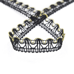 Тесьма PEGA тип отделочная, цвет черный с золотом, 15 мм. Арт 844153415DA004          