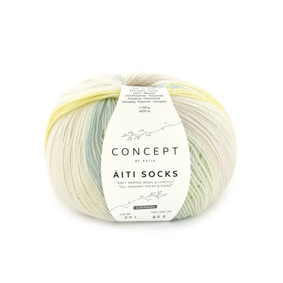Пряжа Aiti Socks&More , 40% шерсть, 35% лиоцелла, 25% полиамид, 100 г, 400 м. Арт 1419.204
