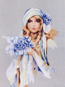 Канва жесткая с рисунком "Дама в голубом". Арт G2                      