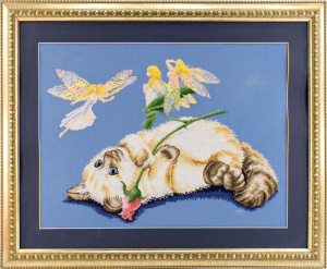 Вышитая картина "Кот с феями". Арт Модель 02.100.20