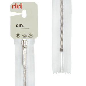 Молния металл, Ni, неразъёмная, на атласной тесьме, 4 мм, 18 см, цвет 2101, белый. Арт 3411318/18/2101         