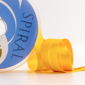 Косая бейка атласная 30 мм, 25 м, цвет 22, цвет спелого манго. Арт 6260-30мм-22            