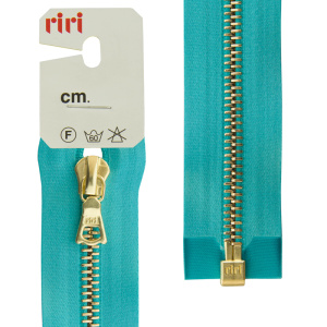 Молния металл, Gold, разъёмная 1 замок, на атласной тесьме, 6 мм, 60 см, цвет 5859, бирюзовый. Арт 3503219/60/5859         