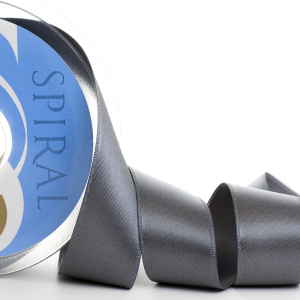 Лента атласная двусторонняя SAFISA, 6.5 мм, 25 м, цвет 68, серый темный. Арт 110-6,5мм-68            