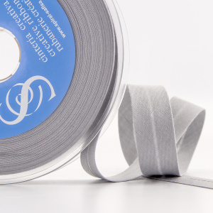 Косая бейка хлопок/полиэстер 20 мм, 25 м, цвет 87, жемчужный светло-серый. Арт 6120-20мм-87            