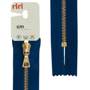 Молния металл, Gold, неразъёмная, на атласной тесьме, 4 мм, 18 см, цвет 9603, синий. Арт 3403223/18/9603         