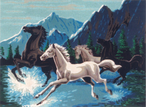 Канва жесткая с рисунком "Брызги из под копыт". Арт D.501                   