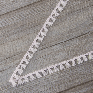 Тесьма декоративная, 16 мм, с бахромой, цвет бледно-розовый. Арт 2204/06