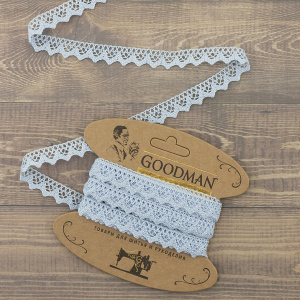 Кружево плетеное, 12 мм, цвет голубой, 100% хлопок, 5 м. Арт K-5004-267