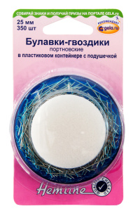 Булавки-гвоздики портновские в контейнере с подушечкой. Арт 704                     