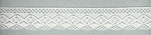 Мерсеризованное хлопковое кружево, 30 мм, цвет белый. Арт 3433/01                 