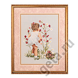 Набор для вышивания "Девочка и космея". Арт 029-0018                
