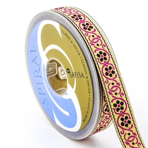 Лента жаккард SAFISA, 15 мм, 15 м, цвет 01. Арт 9208-15мм-01