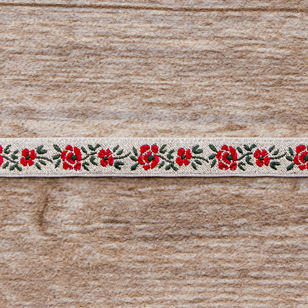 Лента жаккардовая с люрексом SAFISA, 10 мм, 15 м, цвет 05. Арт 9212-10мм-05