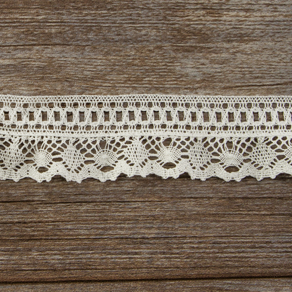 Мерсеризованное хлопковое кружево, 48 мм, цвет белый. Арт 2215/01