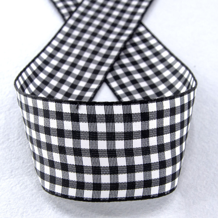 Лента с рисунком клетка SAFISA, 40 мм, 25 м, цвет 01, черный. Арт 469-40мм-01             