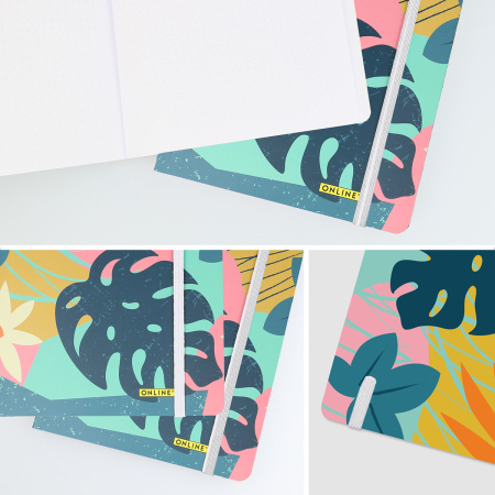 Скетчбук "Bullet Journal" с разметкой, размер А5, 72 листа, 120г/м2, дизайн обложки "Tropical". Арт 18021